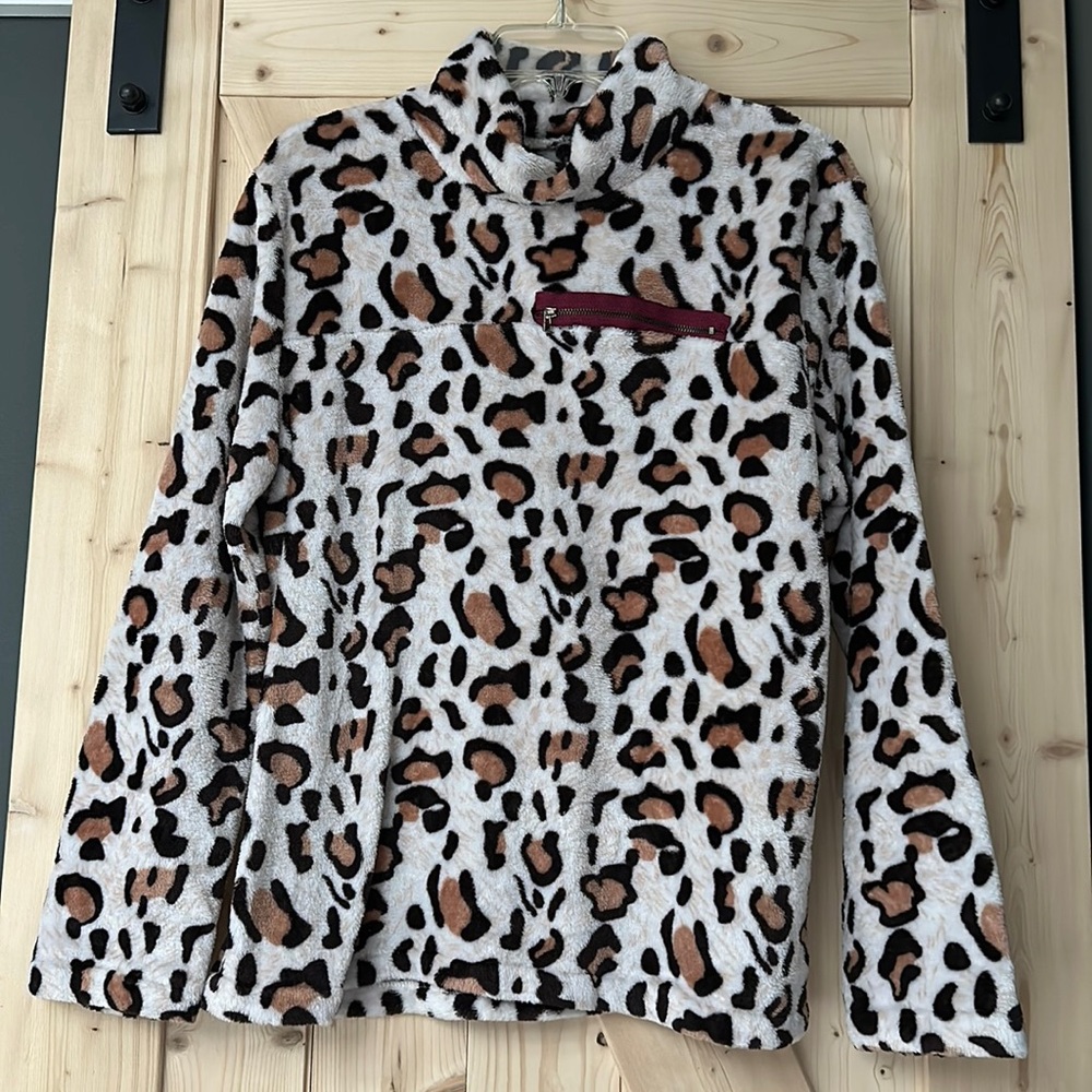 Fuzzy Cheetah Print Sweatshirt